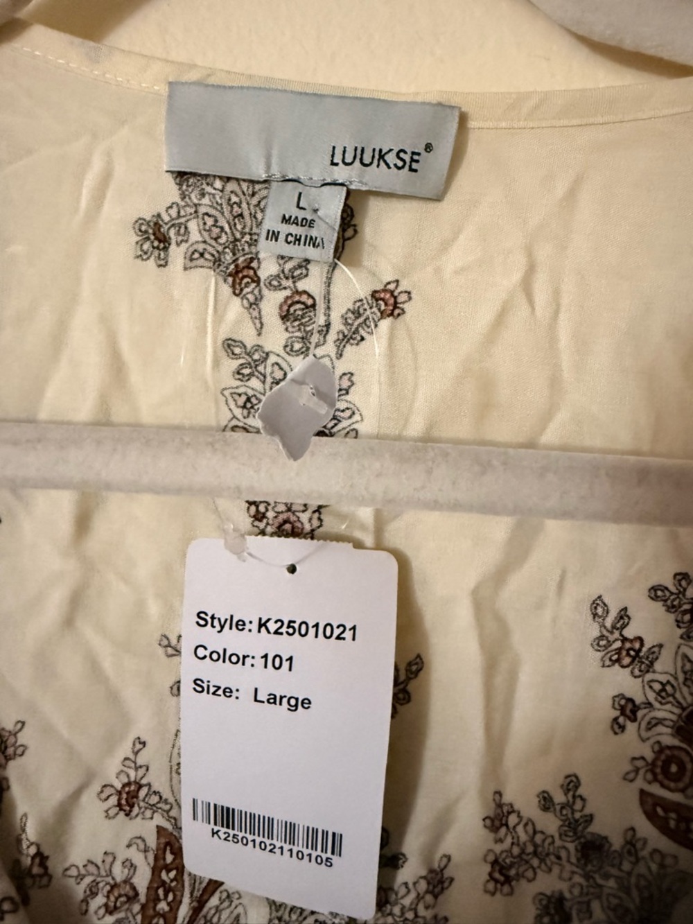 Luukse Cream Paisley Ruffled Peplum Tank, New NWT, size L - Picture 3 of 6